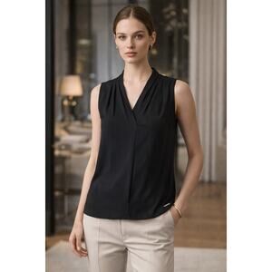 Elie by Elie Tahari Black Sleeveless Draped Blouse – Size XS – NWT